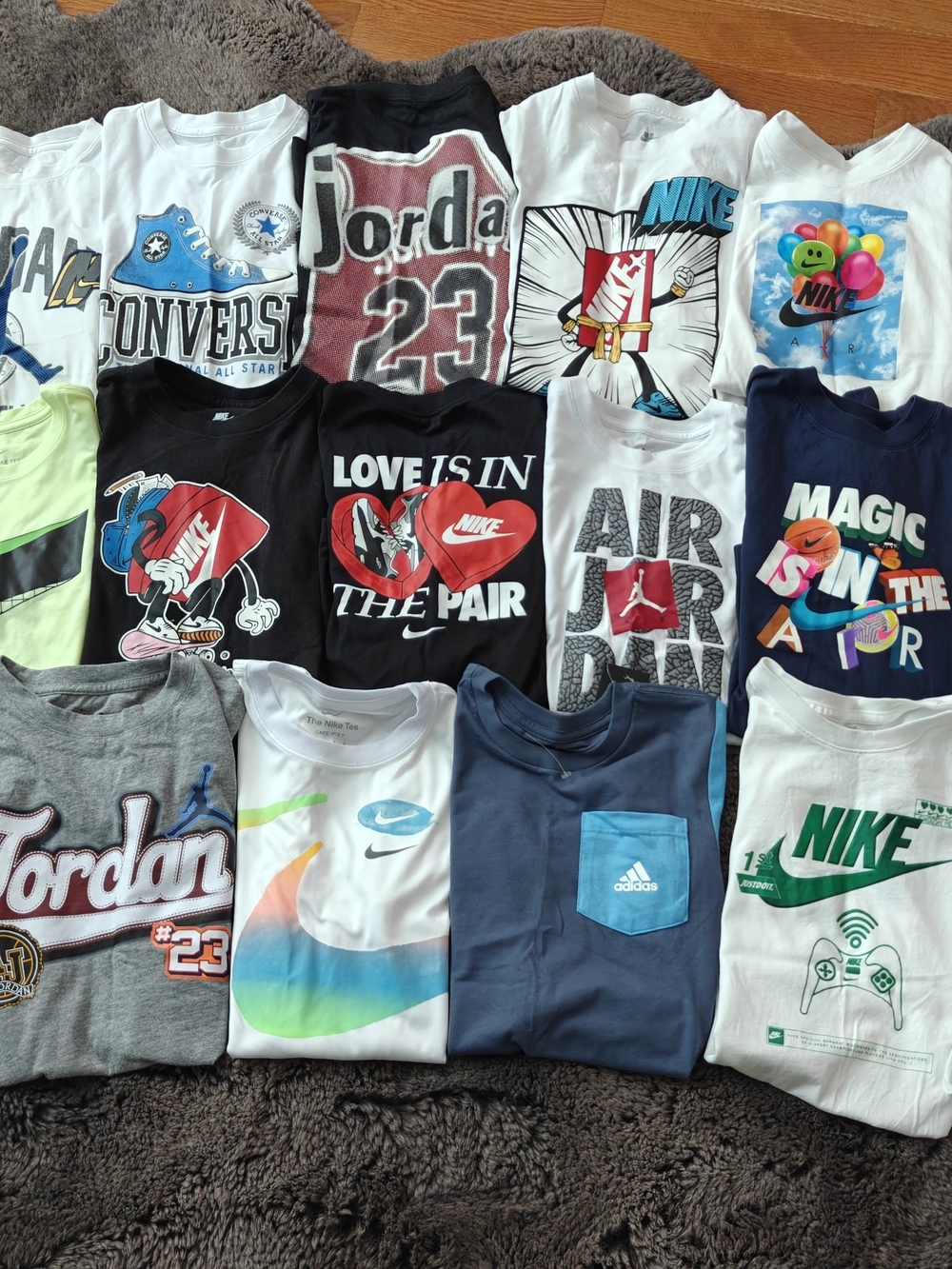 Nike Kids White & Blue Graphic Tee - 'Air' and Logo Mix
